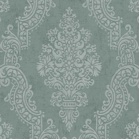 Papier peint baroque vert, ambiance noble B397651 (1/4)