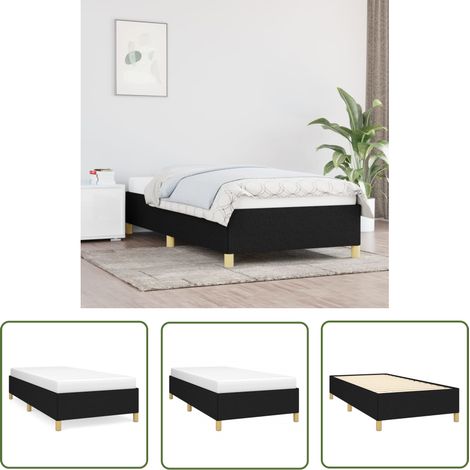 The Living Store Cadre de lit sans matelas noir 90x200 cm tissu - Cadre De Lit - Lit Double - Literie - Meuble Chambre - Sommier (1/5)