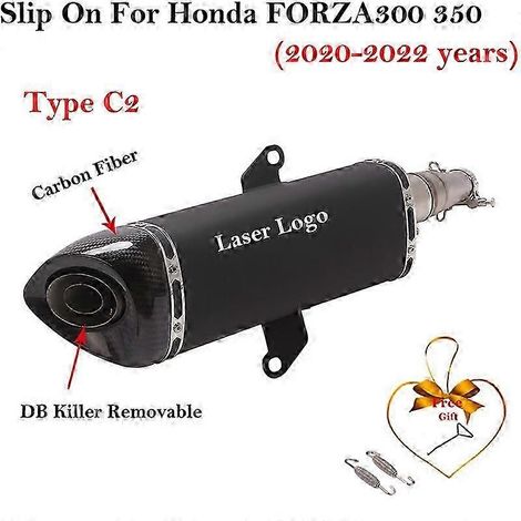 Sistema De Escape De Fibra De Carbono Para Motocicleta Honda Forza 300 350 Forza300 2020-2022, Tubo De Enlace Medio Modificado, Silenciador De 51mm( Type C2) (1/5)