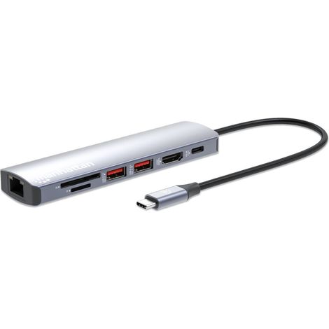 MANHATTAN USB-C PD 7-in-1 Dockingstation USB-C auf 1xHDMI 4K60Hz 2xUSB-A 10 Gbit/s 1xUSB-C PD 100 W