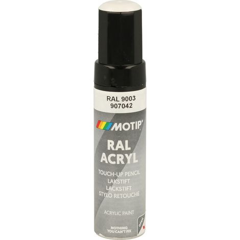PINCEAU RETOUCHE INDUSTRIEL RAL9003 BLANC SERCURITE BRILLANT 12ML MOTIP