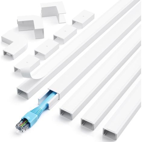 Goulotte Passe Câble, 2M Mini Goulotte électrique Autocollante, Pouvant être Peinte Goulotte pour Cacher Un Câble d'enceinte ou Un Câble TV–5 x 40CM(Longueurs),15mm (Largeur), 10mm(Hauteur) (1/5)