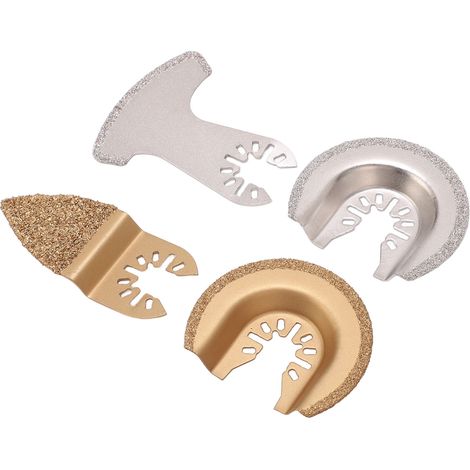 Kit de 4 lames de scie oscillantes pour outils multifonctions, à segments semi-circulaires et à grain variable, pour joints, céramique et maçonnerie. (1/5)