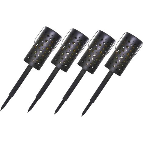 Lot De 4 Lampes Solaires Sur Piquet Étanches En Métal Décoratives Pour (1/5)