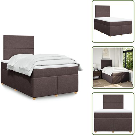 Sommier à lattes de lit et matelas marron foncé 120x190cm tissu - Sommier À Lattes De Lit - Sommiers À Lattes De Lit - Lit - Meuble De Chambre À Coucher (1/5)