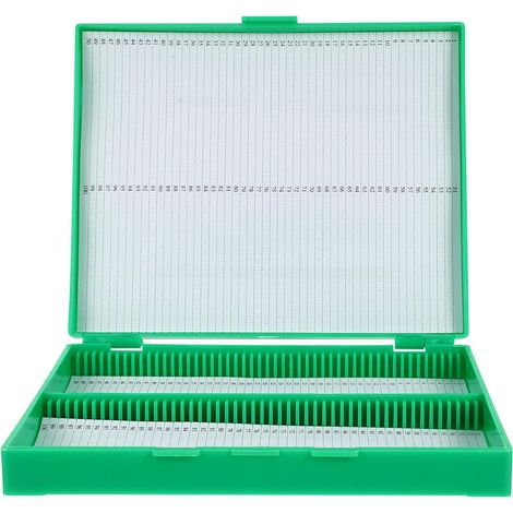 Boîte de Rangement Multi Emplacements Numérotés pour Lames de Microscope Verte en Plastique Mousse pour Conservation et Identification des Diapositives en Laboratoire (1/5)