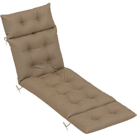 Sun Lounger Cushions Only, 190x56x10cm Garden Lounge Chair Cushions, UPF20+ 220gsm Fabric, Thick Sunbed Replacement Pads with 6 Ties, Khaki