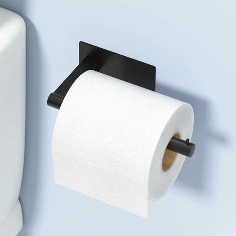 Toilettenpapierhalter ohne Bohren, selbstklebender schwarzer Toilettenpapierhalter, Toilettenpapierhalter aus Edelstahl für Küche und Bad (1/5)