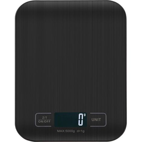 Digitale Küchenwaage, professionelle digitale Waage 5 kg – Präzise Messung bis zu 1 g, elektronische Küchenwaage mit LCD-Display, Tara-Funktion. (Schwarz – 5 kg)