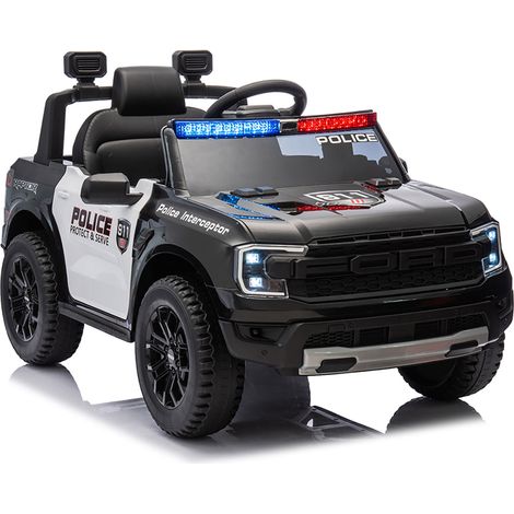 Macchina Elettrica per Bambini Licenza Ufficiale Ford Raptor Police 10,8V Bianco e Nero