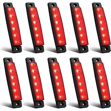 Biqing Feux de Gabarit LED Feux Latéraux Eclairage,LED Côté Marqueur Feux Indicateurs De Position Rouge 24V Étanche LEDs Feuxs de côté pour Camion Remorque Camion Bus Bateau (1/4)