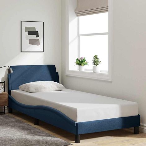 vidaXL Giroletto con Testiera Dover Blu 90x200 cm Tessuto