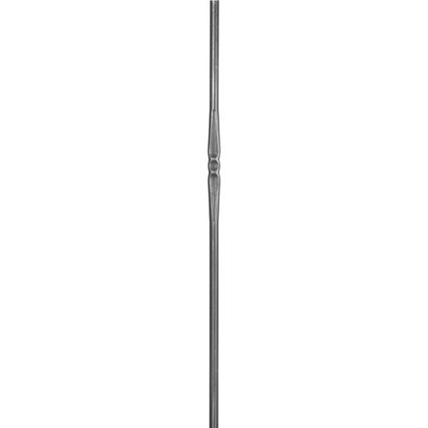 Poteau martelé avec motif aplati, fer forgé - Hauteur 1200mm Base ronde Ø25mm - Fer forgé - À souder - DECO FER FORGE
