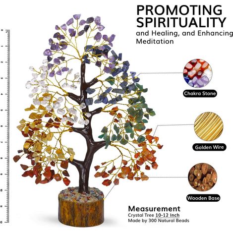 Arbre de vie des 7 chakras - Cristaux et pierres précieuses - Décoration spirituelle - Arbre à argent - Cadeaux porte-bonheur - Décoration pour la mai (1/5)