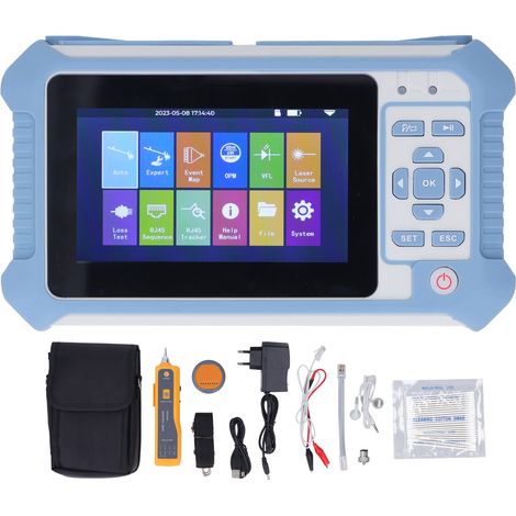 Testeur de fibre optique 4,3 pouces LCD, localisateur de défauts, réflectomètre OTDR, puissance mètre, 100-240V prise UE (1/5)