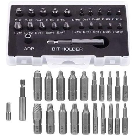 Extracteur de vis casses 22 pices, porte-embout de tournevis magntique et adaptateur de douille pour vis casses, extracteur de boulons dnuds (1/5)