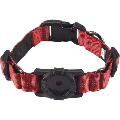 Airtags reflektierendes Hundehalsband – robust und verstellbar, Rot-Crezuo
