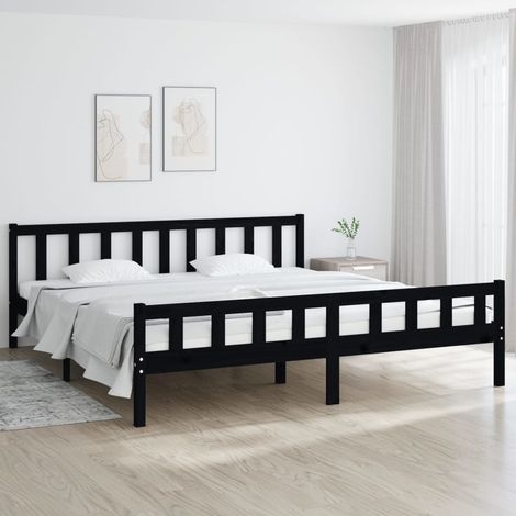 Cadre de lit sans matelas noir bois massif 160x200 cm vidaXL (1/7)