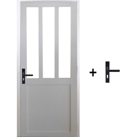 Bloque de puerta de taller blanco H204 x L83 cm, lado del tablero P. derecho, manija GD MENUISERIES (1/5)