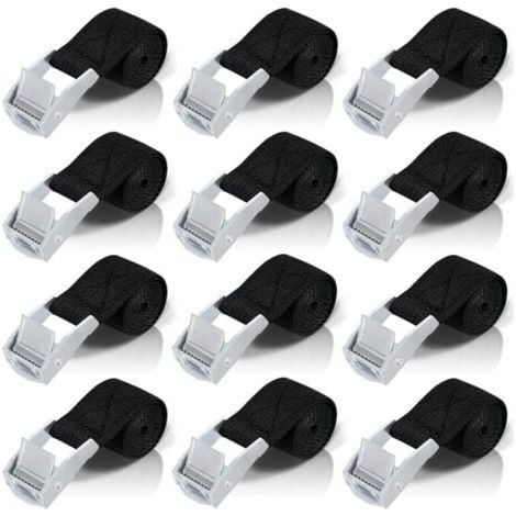Sangles d'arrimage 1M, 8 pièces de sangles à cliquet avec attaches en alliage de zinc pour la fixation des supports de moto/vélo (1/5)