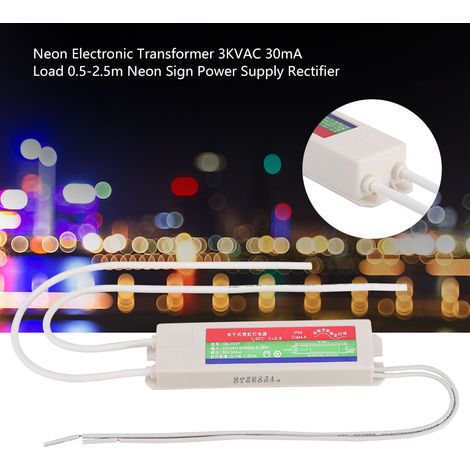 Transformateur électronique néon 3 kV CA 30 mA, alimentation redresseur pour enseigne lumineuse néon 0,5-2,5 m (1/5)