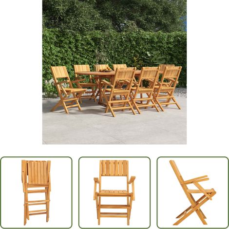 vidaXL Sillas plegables, 8 unidades, 55x61x90 cm, madera maciza de teca. (1/5)