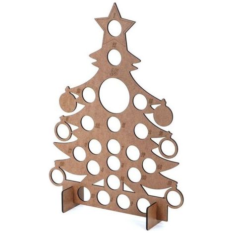 Calendrier de L'Avent en Bois Sapin de Nol Pour 24 Chocolat Ronde Support Décor 40x30cm (1/3)