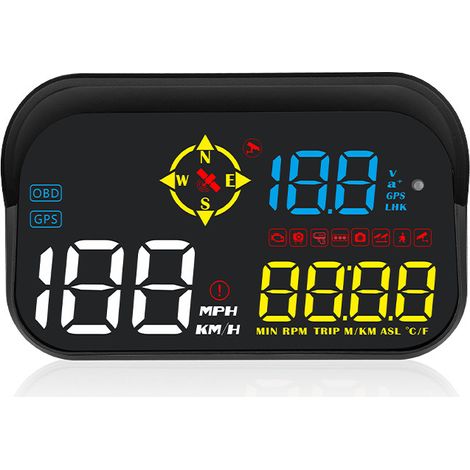 Pantalla frontal para coche M21 OBD2 + GPS, sistema dual, proyector, parabrisas, velocímetro automático, detector de radar, alarma de temperatura del agua para todos los vehículos.