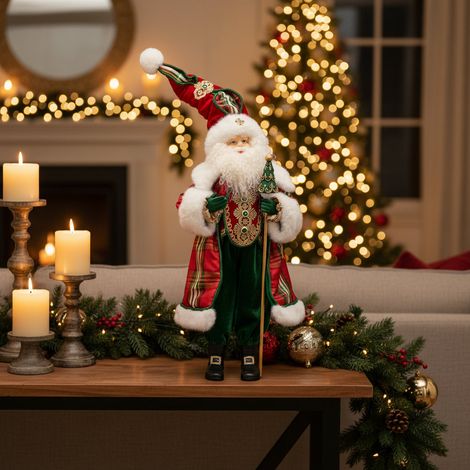 EDG Enzo De Gasperi Babbo Natale con Bastone H98 cm Verde Rosso – Decorazione Natalizia (1/3)