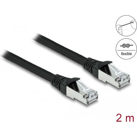 Cable de RJ45 Cat.6A S/FTP PUR de Exteriores - 2.00 m negro - POLIURETANO