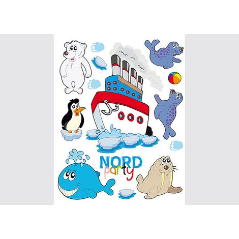 Stickers - Grand Nord Party Animaux Marins - 1 planche 65x85 cm (1/5)