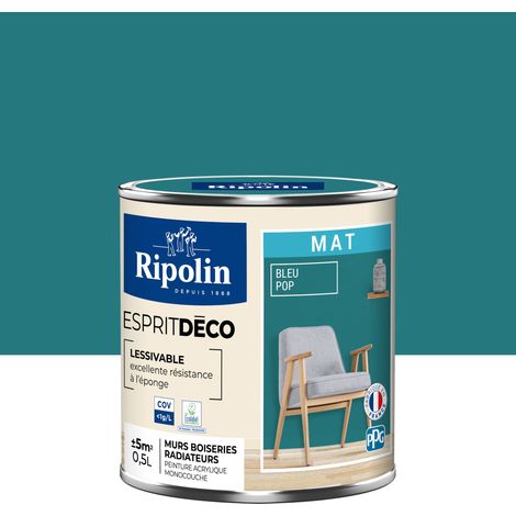 Peinture Murale Toutes Pièces - Mat - 0,5L - Bleu Pop - Ripolin (1/5)