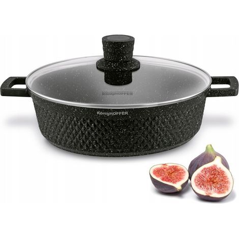 Padella profonda in marmo con coperchio a induzione e fornello a gas Konighoffer Escuro 28 cm