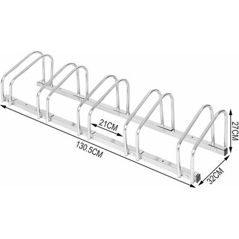 WOLTU Parcheggio Porta Bici 5x Posti Stand Rastrelliera Bicicletta Acciaio