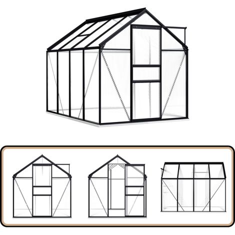 Gewächshaus mit Fundament Anthrazit Aluminium 4,75 m² - Gewächshaus - Treibhaus - Gartenhaus - Alu-Gewächshaus - Polycarbonat-Gewächshaus