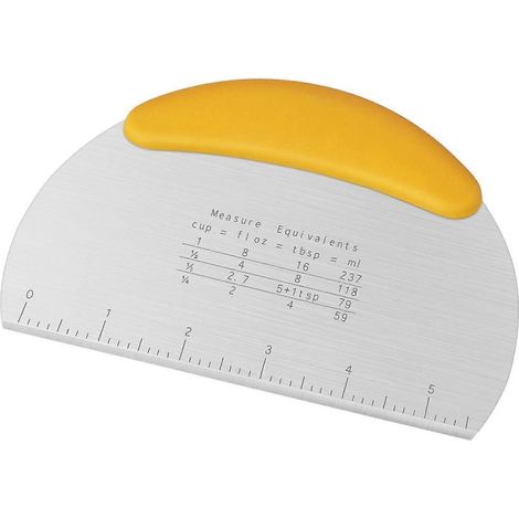 Corne à pâtisserie, racloir à pâte et coupe-pâte avec lame en acier inoxydable alimentaire, manche souple en TPR, 16 cm, jaune (1/5)