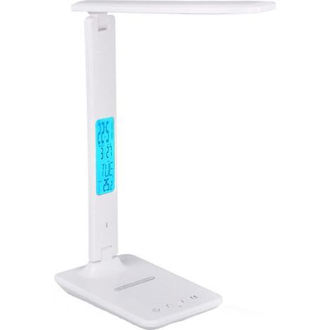 Lampada da scrivania a LED, ricarica wireless, ABS, 5 livelli di luminosità, regolabile, pieghevole, 33 x 10 x 17 cm, bianca (1/5)