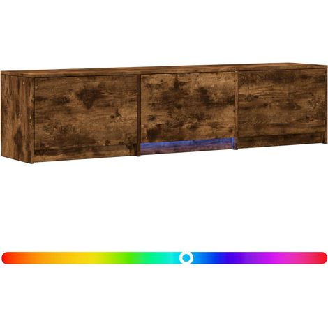 vidaXL TV Cabinet with LED Smoked Oak 165 x 34 x 40 cm Engineered Wood