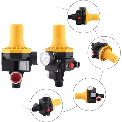 Interrupteur de commande automatique pour pompe à eau, vertical avec manomètre, 220V (sans fil), exclusivité entrepôt à l'étranger. (1/4)