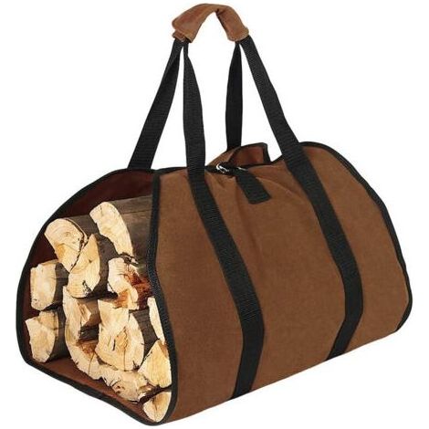 Sac de Transport pour Bois de Chauffage, Toile Sac à Bûche Cheminée, Sac Transport Buches Résistant à Eau, Accessoires de Cheminée Pliables, Idéal pour Poêles à Bois, Camping, Plage (1/4)