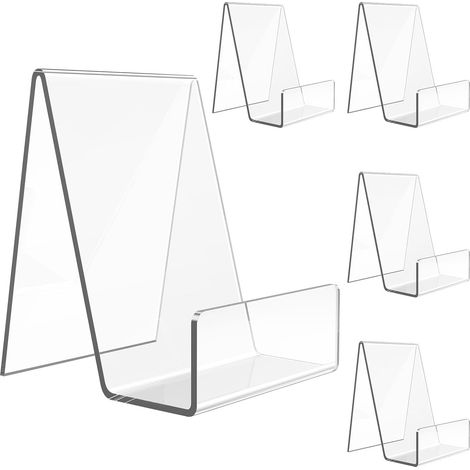 Présentoir 5 pièces, serre-livres en acrylique transparent pour exposer des livres, des cahiers, des disques (1/5)