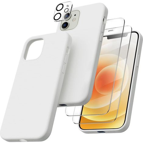 Coque silicone liquide 5-en-1 pour iPhone 12/12 Pro 6,1" avec 2 protections écran et caméra (1/5)