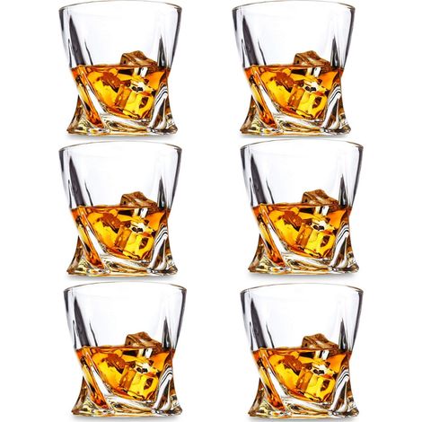 Whisky Gläser 6er Set, altmodische Cocktailglas, 300ML Whiskey Gläser, Rum Gläser, Rocks-Gläser für Scotch, Likör, Bourbon, Wiskeygläser-Set Geschenke für Männer, Ehemann, Freund