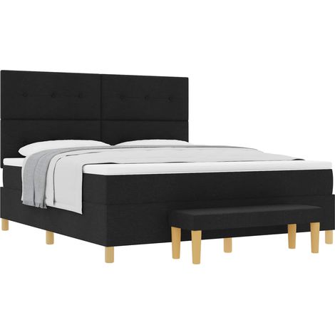 Maison Exclusive - Lit à ressorts avec tête de lit Noir 200 x 180 cm tissu (1/5)