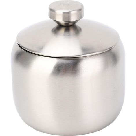 Sucrier Avec Couvercle Grand Pot à épices Bol Doré Avec Couvercle Pot à Sucre En Acier Inoxydable Rangement Pour Sucre Sel Bonbons Café Crémier édulcorant(Argent)