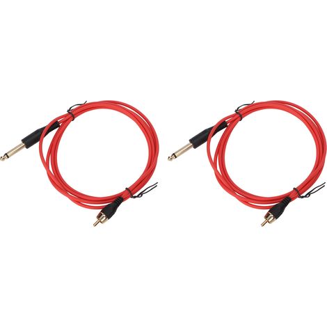 2 câbles de connexion RAC pour tatouage, 1,8 m, interface professionnelle en cuivre et silicone, rouge, lot de 2 (1/5)