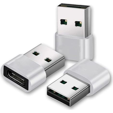 Adaptateur USB-A vers USB-C Lot de 3 Connecteur Mâle Alliage Aluminium Transfert Données Rapide Compatible iPhone (1/3)