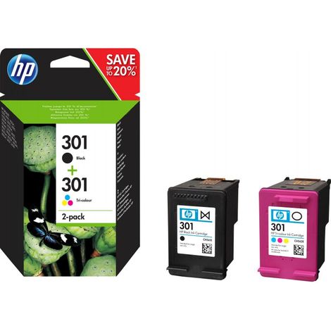 HP Pack de ahorro de 2 cartuchos de tinta original 301 negro/Tri-color (1/5)