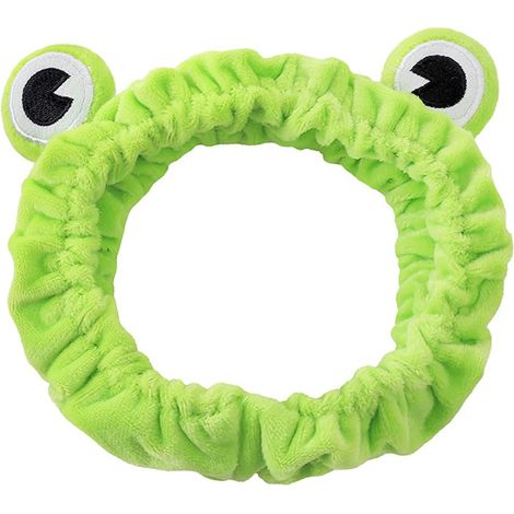 Breites Cord-Haarband mit Froschmotiv, stylisches und witziges Haaraccessoire für Make-up, Dusche und Styling. (1/5)