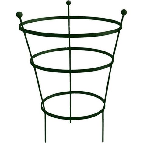 62cm Tall Peony Cage Plant Support - Plastic Coated in Black - Single